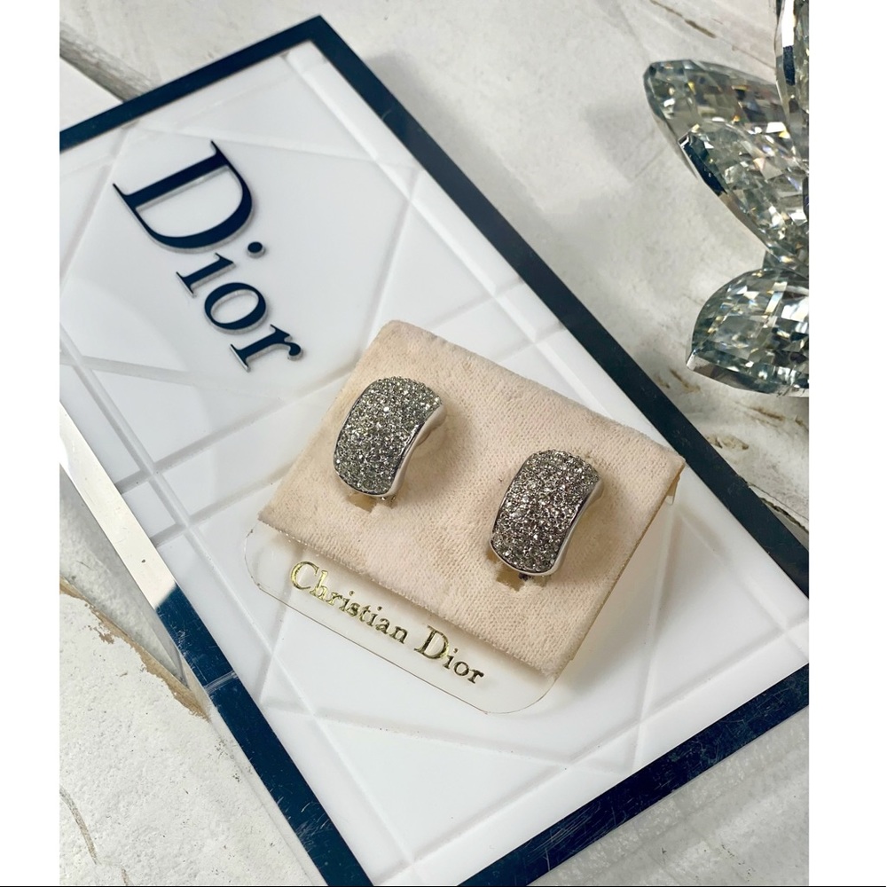 |TRADED| Dior Pave Crystal Clip On Earrings - Picture 3 of 6